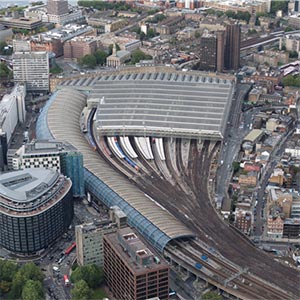 An aerial view of London Waterloo station. Photo: Network Rail