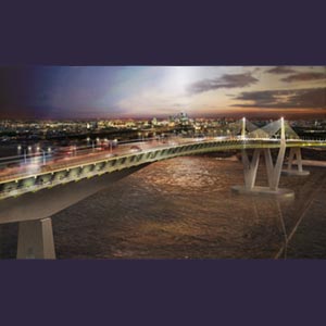 Artists impression of bridge courtesy of HOK & Arup,